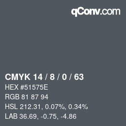 颜色代码: CMYK 14 / 8 / 0 / 63 | qconv.com
