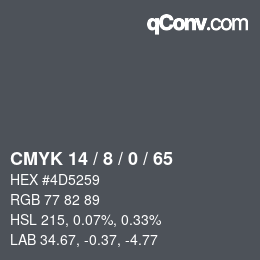 カラーコード: CMYK 14 / 8 / 0 / 65 | qconv.com