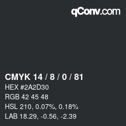 Color code: CMYK 14 / 8 / 0 / 81 | qconv.com