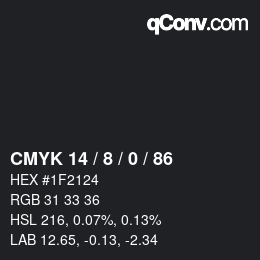颜色代码: CMYK 14 / 8 / 0 / 86 | qconv.com