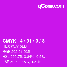 Color code: CMYK 14 / 91 / 0 / 8 | qconv.com