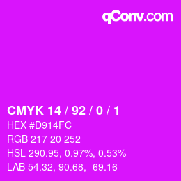 Color code: CMYK 14 / 92 / 0 / 1 | qconv.com