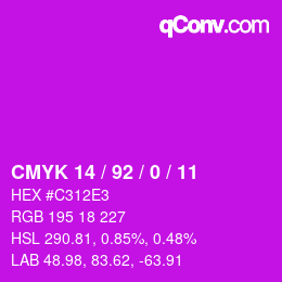 Color code: CMYK 14 / 92 / 0 / 11 | qconv.com