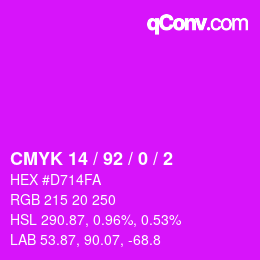 Color code: CMYK 14 / 92 / 0 / 2 | qconv.com