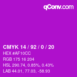 カラーコード: CMYK 14 / 92 / 0 / 20 | qconv.com