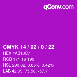 カラーコード: CMYK 14 / 92 / 0 / 22 | qconv.com
