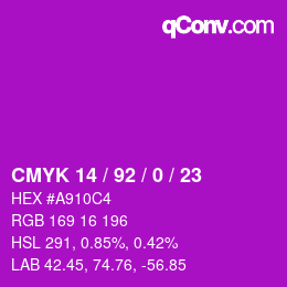 カラーコード: CMYK 14 / 92 / 0 / 23 | qconv.com