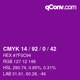 颜色代码: CMYK 14 / 92 / 0 / 42 | qconv.com
