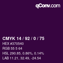 カラーコード: CMYK 14 / 92 / 0 / 75 | qconv.com
