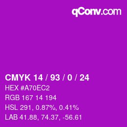Color code: CMYK 14 / 93 / 0 / 24 | qconv.com