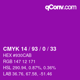カラーコード: CMYK 14 / 93 / 0 / 33 | qconv.com