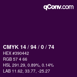 カラーコード: CMYK 14 / 94 / 0 / 74 | qconv.com