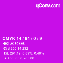 颜色代码: CMYK 14 / 94 / 0 / 9 | qconv.com