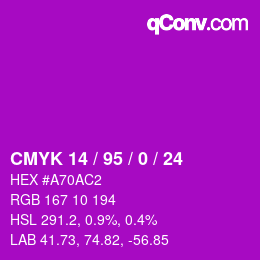 カラーコード: CMYK 14 / 95 / 0 / 24 | qconv.com