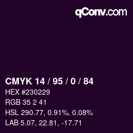 Código de color: CMYK 14 / 95 / 0 / 84 | qconv.com