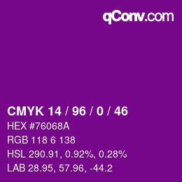 Color code: CMYK 14 / 96 / 0 / 46 | qconv.com