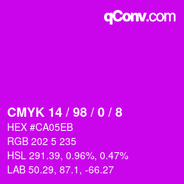 カラーコード: CMYK 14 / 98 / 0 / 8 | qconv.com