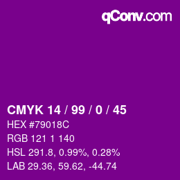 Color code: CMYK 14 / 99 / 0 / 45 | qconv.com