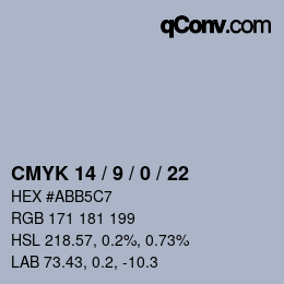 カラーコード: CMYK 14 / 9 / 0 / 22 | qconv.com