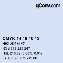 颜色代码: CMYK 14 / 9 / 0 / 3 | qconv.com