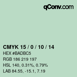 颜色代码: CMYK 15 / 0 / 10 / 14 | qconv.com