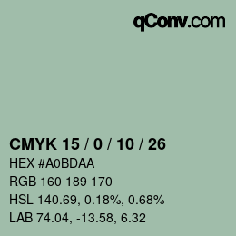 カラーコード: CMYK 15 / 0 / 10 / 26 | qconv.com
