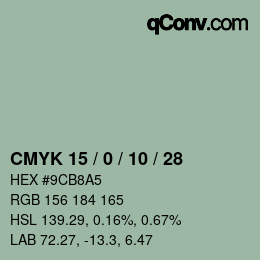 颜色代码: CMYK 15 / 0 / 10 / 28 | qconv.com