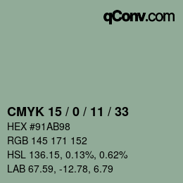 Color code: CMYK 15 / 0 / 11 / 33 | qconv.com