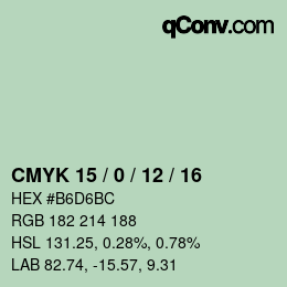 カラーコード: CMYK 15 / 0 / 12 / 16 | qconv.com