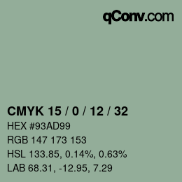 カラーコード: CMYK 15 / 0 / 12 / 32 | qconv.com