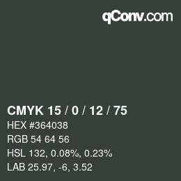 Color code: CMYK 15 / 0 / 12 / 75 | qconv.com