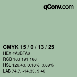 Color code: CMYK 15 / 0 / 13 / 25 | qconv.com