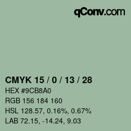 颜色代码: CMYK 15 / 0 / 13 / 28 | qconv.com
