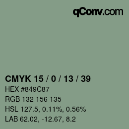 Color code: CMYK 15 / 0 / 13 / 39 | qconv.com