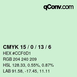 カラーコード: CMYK 15 / 0 / 13 / 6 | qconv.com