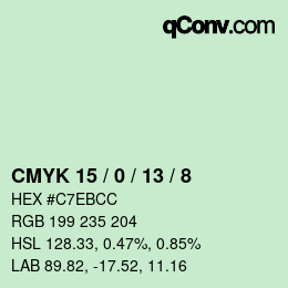 カラーコード: CMYK 15 / 0 / 13 / 8 | qconv.com