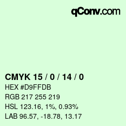 カラーコード: CMYK 15 / 0 / 14 / 0 | qconv.com