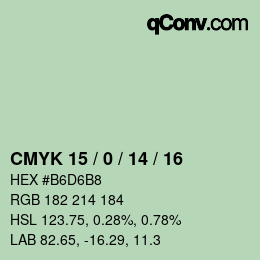 Color code: CMYK 15 / 0 / 14 / 16 | qconv.com