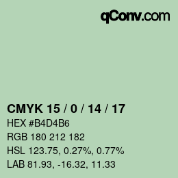 Color code: CMYK 15 / 0 / 14 / 17 | qconv.com