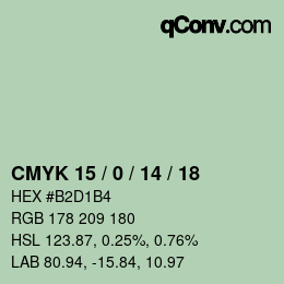 Color code: CMYK 15 / 0 / 14 / 18 | qconv.com