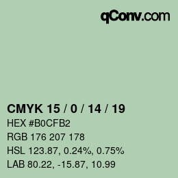 Color code: CMYK 15 / 0 / 14 / 19 | qconv.com