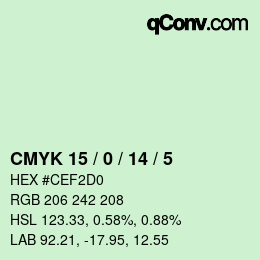 カラーコード: CMYK 15 / 0 / 14 / 5 | qconv.com