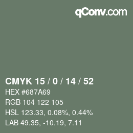 Color code: CMYK 15 / 0 / 14 / 52 | qconv.com