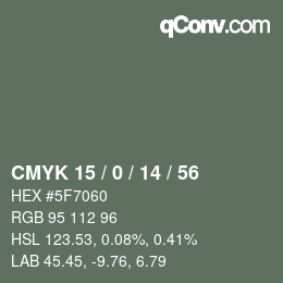 颜色代码: CMYK 15 / 0 / 14 / 56 | qconv.com