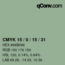 カラーコード: CMYK 15 / 0 / 15 / 31 | qconv.com