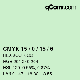 Color code: CMYK 15 / 0 / 15 / 6 | qconv.com