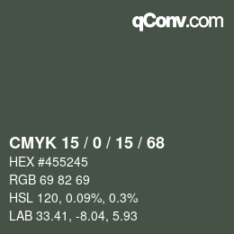 Color code: CMYK 15 / 0 / 15 / 68 | qconv.com