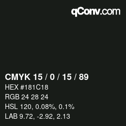 Color code: CMYK 15 / 0 / 15 / 89 | qconv.com