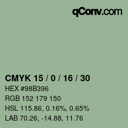 カラーコード: CMYK 15 / 0 / 16 / 30 | qconv.com