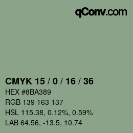 Farbcode: CMYK 15 / 0 / 16 / 36 | qconv.com